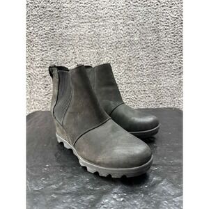 Sorel Joan Of Arctic Leather Wedge II Boot Black NL3022-010 Womens Size‎ 10 USA